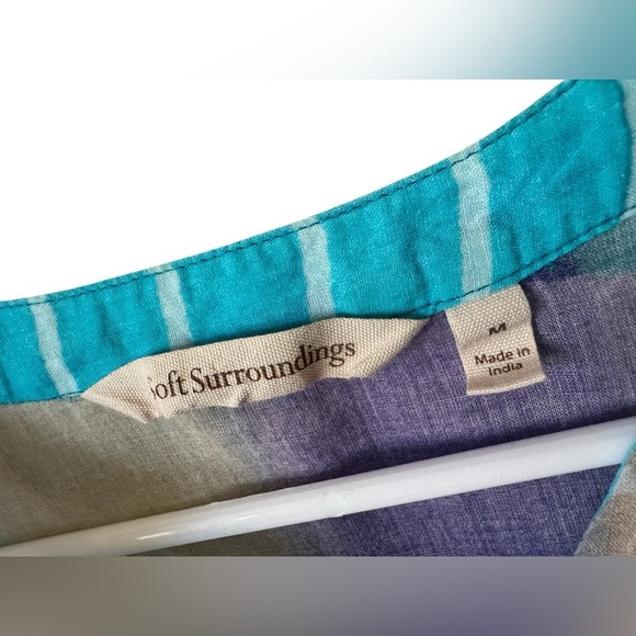 Soft Surroundings Blouse Tunic Top Painterly Plaid Shirt Multicolor Womens M - Picture 13 of 14